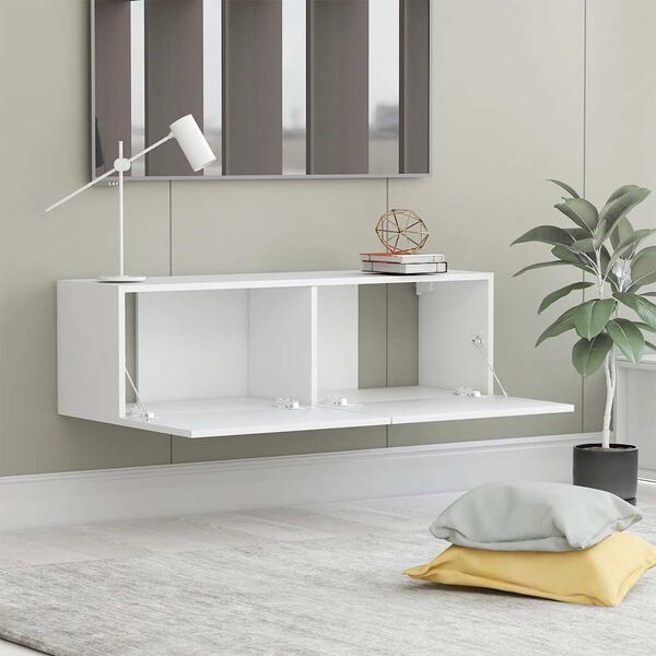vidaXL Meuble TV Blanc 100x30x30 cm Bois d&rsquo;ing&eacute;nierie