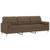 vidaXL Canap&eacute; 3 places et oreillers et coussins Marron 210 cm Tissu