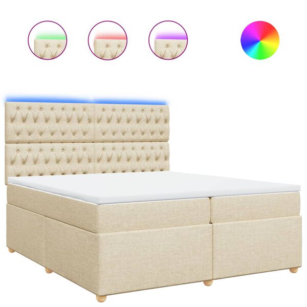 vidaXL Sommier &agrave; lattes de lit avec matelas Cr&egrave;me 200x200 cm Tissu