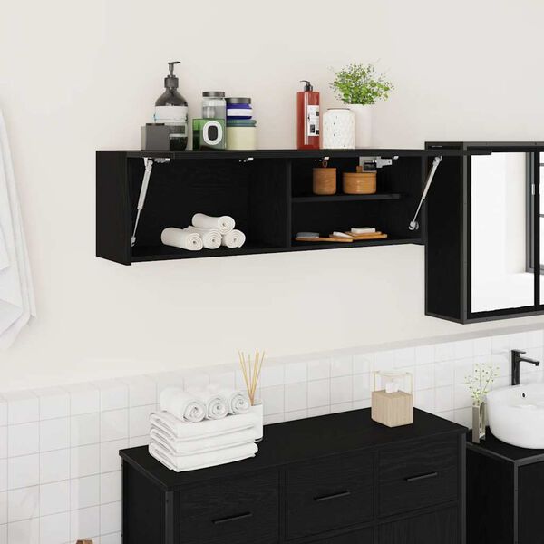 vidaXL Armoire murale de bain noir 100x25x30 cm bois d'ing&eacute;nierie