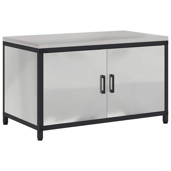 vidaXL Rangement de cuisine avec &eacute;tag&egrave;re Argent 60 x 50 x 92 cm Acier
