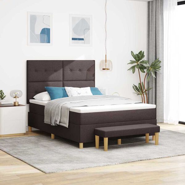 vidaXL Lit &agrave; ressorts avec matelas Marron fonc&eacute; 140 x 190 cm tissu