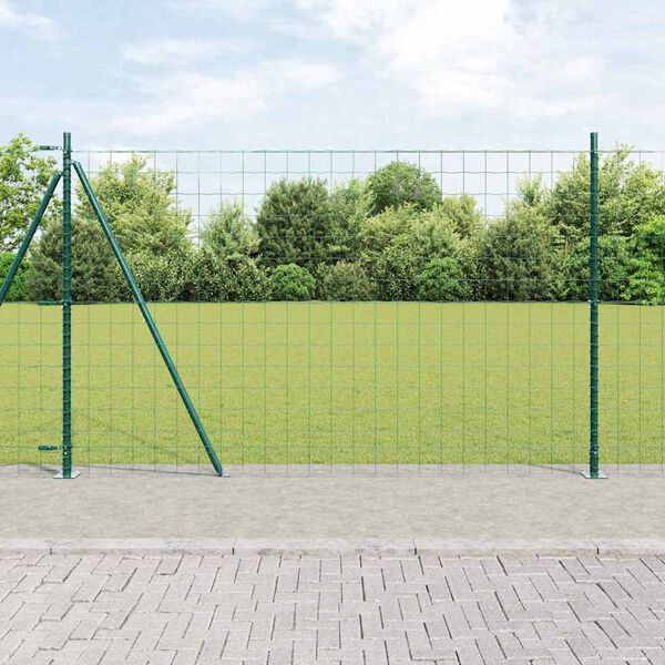 vidaXL Cl&ocirc;ture avec poteau Vert 1,2 x 25 m Acier