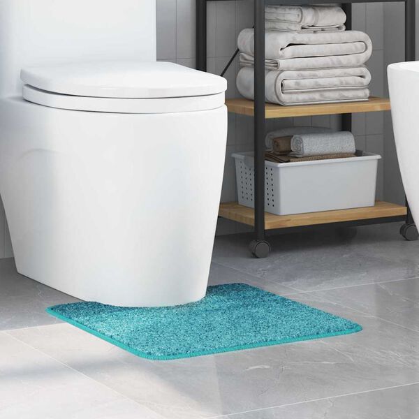 vidaXL Tapis de bain antid&eacute;rapant avec d&eacute;coupe pour toilette Turquoise