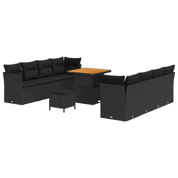 vidaXL Ensemble de canap&eacute; de jardin 11 pcs Noir polyrotin