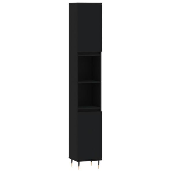 vidaXL Armoire de salle de bain noir 30x30x190 cm bois d'ing&eacute;nierie