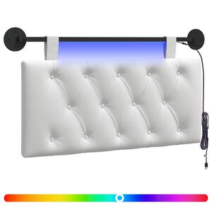 vidaXL T&ecirc;te de lit suspendue Avec lumi&egrave;re LED Blanc Tissu