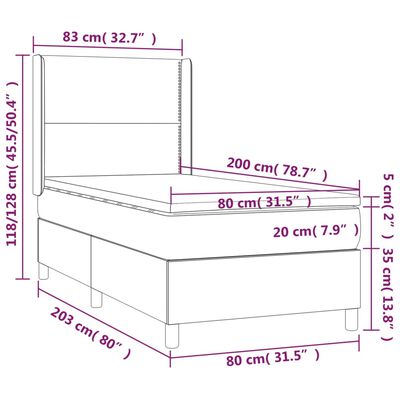 vidaXL Sommier à lattes de lit matelas LED Vert foncé 80x200cm Velours