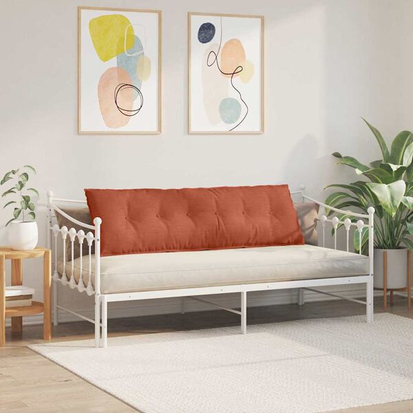 vidaXL Coussin de Dos Rouge orange 160 x 50 cm Tissu en velours c&ocirc;tel&eacute;