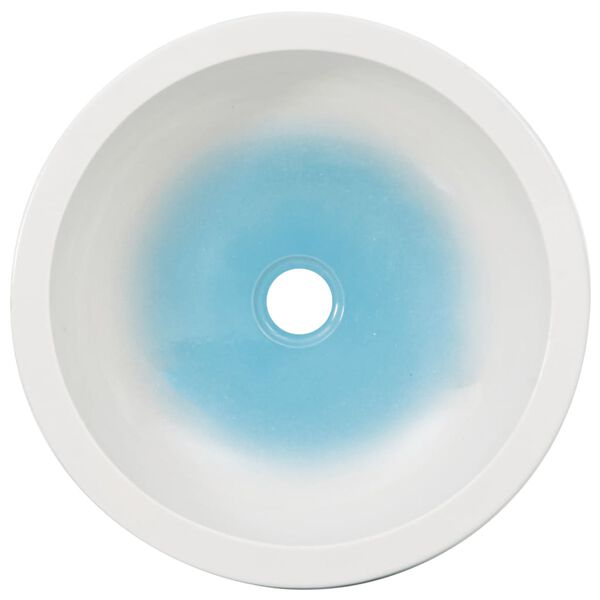 vidaXL Vasque à poser blanc et bleu rond Φ41x14 cm céramique