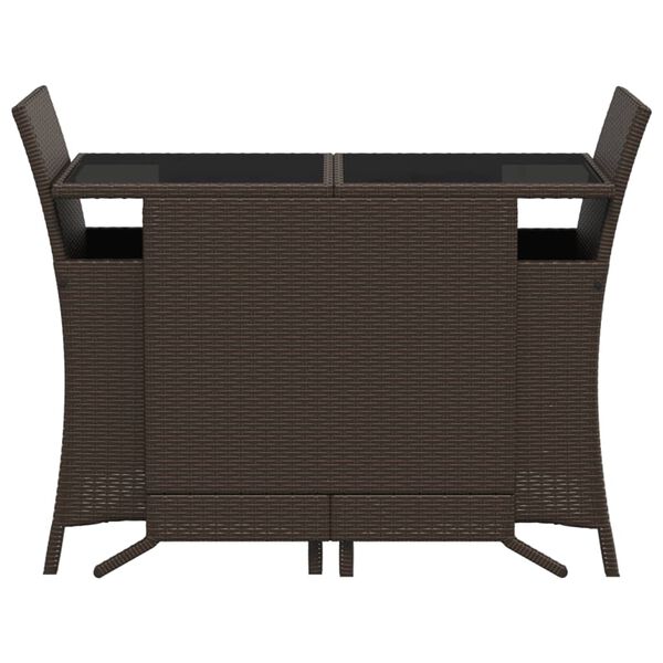 vidaXL Ensemble de bistro 3 pcs avec coussins marron résine tressée