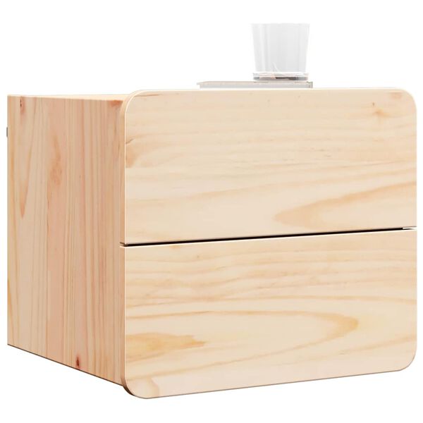 vidaXL Table de chevet avec tiroir 2 pcs Naturel 39 x 34 x 33 cm