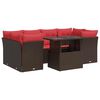 vidaXL Salon de jardin avec coussins 7pcs marron r&eacute;sine tress&eacute;e acacia