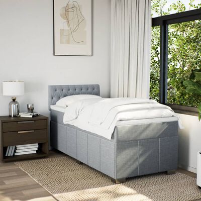 vidaXL Sommier à lattes de lit avec matelas Gris clair 90x200 cm Tissu