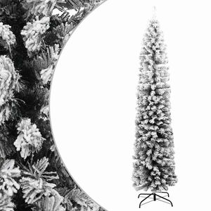 vidaXL Sapin de No&euml;l artificiel mince flocon de neige vert 240 cm PVC