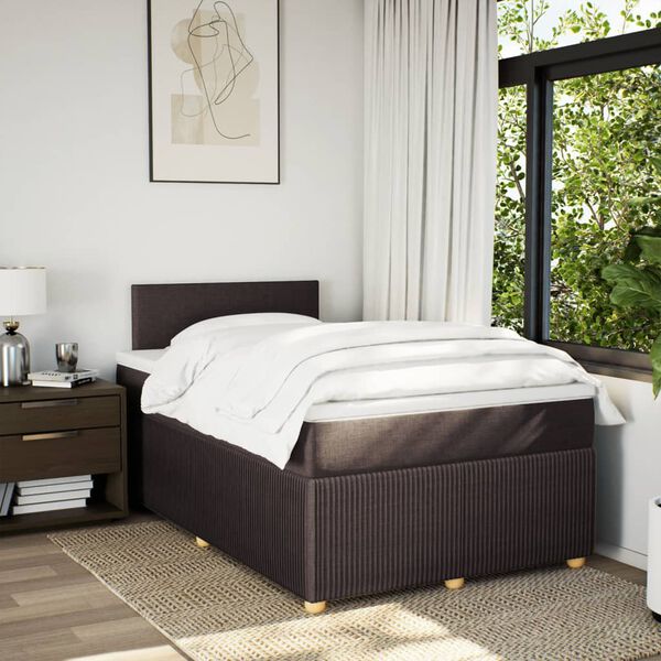 vidaXL Sommier &agrave; lattes de lit et matelas marron fonc&eacute; 120x190cm tissu