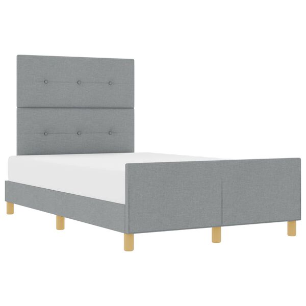 vidaXL Cadre de lit avec t&ecirc;te de lit Gris clair 120 x 200 cm tissu
