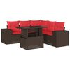 vidaXL Ensemble de canap&eacute; de jardin 6 pcs avec coussins marron
