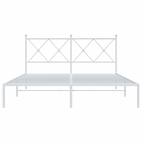 vidaXL Cadre de lit m&eacute;tal sans matelas et t&ecirc;te de lit blanc 160x200 cm