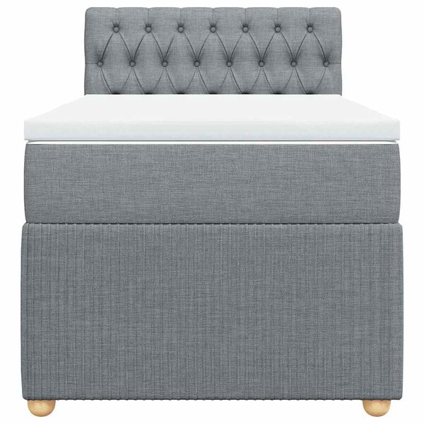 vidaXL Sommier &agrave; lattes de lit avec matelas Gris clair 90x200 cm Tissu