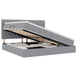 vidaXL Lit avec rangement et matelas Gris clair 200 x 200 cm tissu