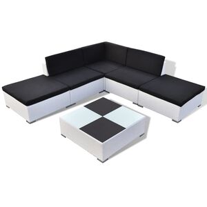 vidaXL Salon de jardin 6 pcs avec coussins R&eacute;sine tress&eacute;e Blanc