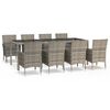 vidaXL Ensemble à manger de jardin 9 pcs coussins gris résine tressée