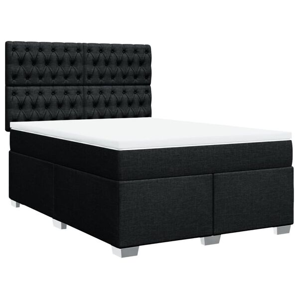 vidaXL Sommier &agrave; lattes de lit avec matelas Noir 160x200 cm Tissu