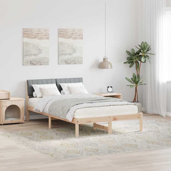 vidaXL Cadre de lit avec t&ecirc;te de lit Marron et gris clair 120 x 190 cm