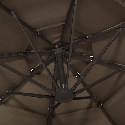 vidaXL Parasol de jardin à 4 niveaux avec mât en aluminium taupe 3x3 m