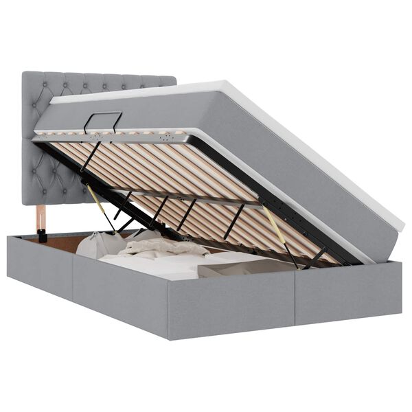 vidaXL Lit avec rangement et matelas Gris clair 120 x 190 cm tissu