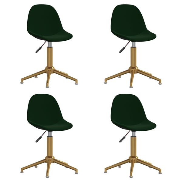 vidaXL Chaises pivotantes &agrave; manger lot de 4 Vert fonc&eacute; Velours