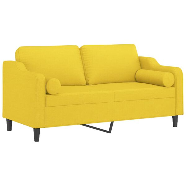 vidaXL Canap&eacute; 2 places avec oreillers jaune clair 140 cm tissu