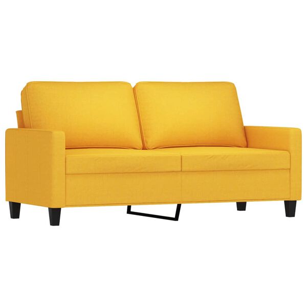 vidaXL Ensemble de canap&eacute;s 3 pcs avec coussins Jaune clair Tissu