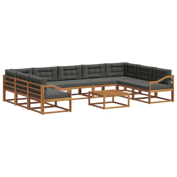 vidaXL Ensemble de canap&eacute;s d'ext&eacute;rieur 10 pcs Naturel et Anthracite
