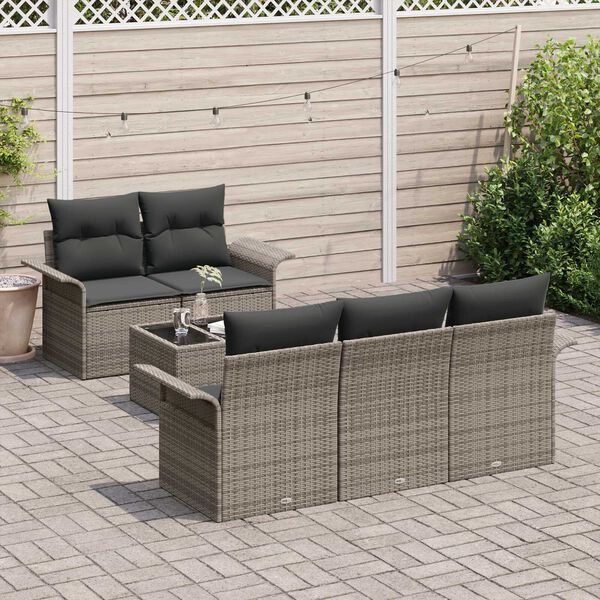 vidaXL Ensemble de canap&eacute; de jardin avec coussin 6 pcs Gris