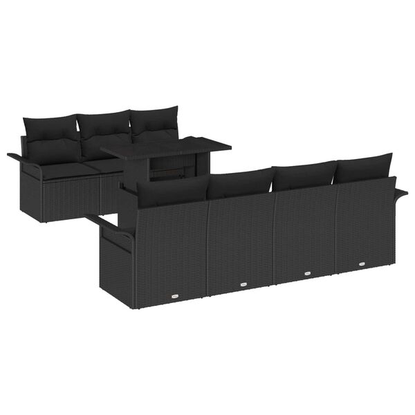 vidaXL Ensemble de canap&eacute; de jardin avec coussin 8 pcs Noir polyrotin