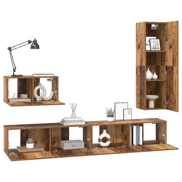 vidaXL Ensemble meuble TV 4 pcs Bois Ancien Bois d'ing&eacute;nierie