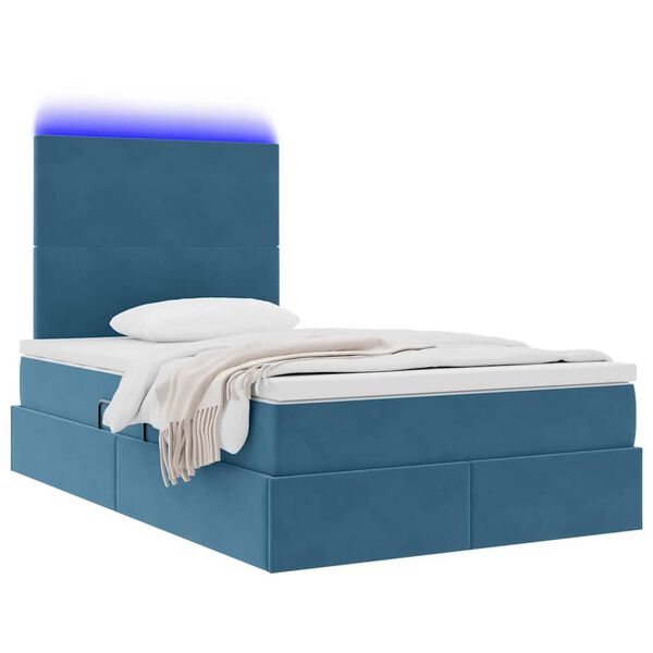 vidaXL Lit avec rangement et LED avec LED Bleu 120 x 190 cm Velours