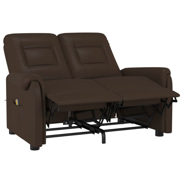 vidaXL Fauteuil de massage inclinable 2 places marron similicuir