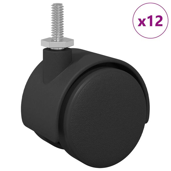 vidaXL Roulettes 12 pcs Noir 40,1 x 40,1 x 37,8 mm PP et Fer