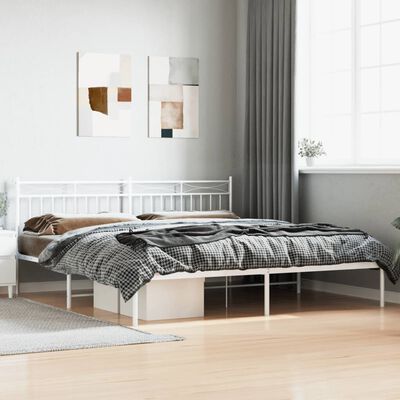 vidaXL Cadre de lit métal sans matelas et tête de lit blanc 193x203 cm