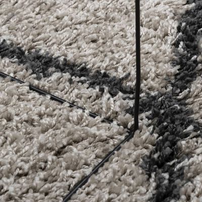 vidaXL Tapis shaggy à poils longs moderne beige et anthracite Ø 200 cm