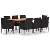 vidaXL Ensemble &agrave; manger de jardin 9 pcs Noir