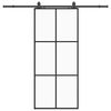 vidaXL Porte coulissante kit de quincaillerie noir 90x205 cm verre ESG