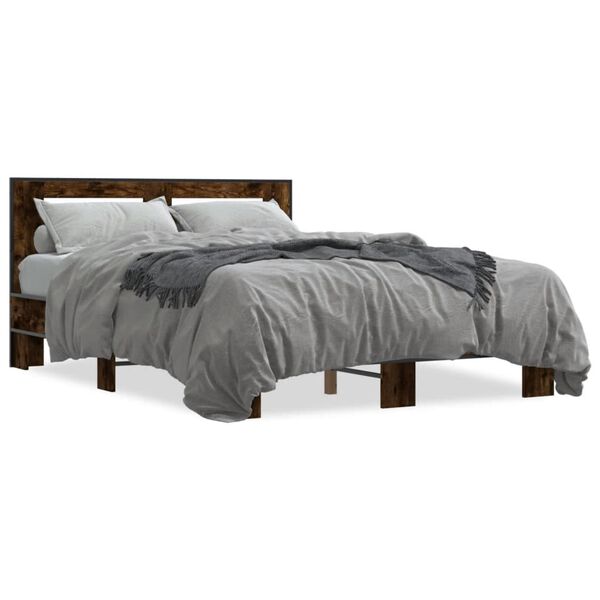 vidaXL Cadre de lit sans matelas ch&ecirc;ne fum&eacute; 140x200 cm