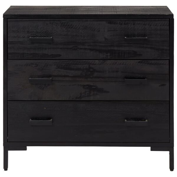 vidaXL Commode Noir 75x35x70 cm Bois de pin massif