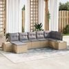 vidaXL Ensemble de canap&eacute; de jardin avec coussin 7 pcs Beige polyrotin