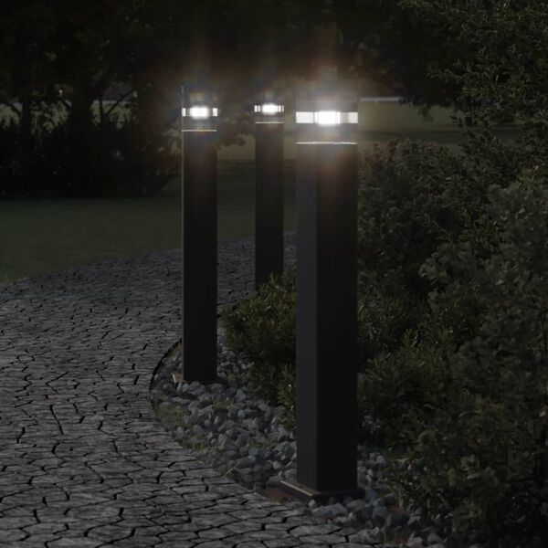 vidaXL Lampadaires d'ext&eacute;rieur 3 pcs noir 80 cm aluminium