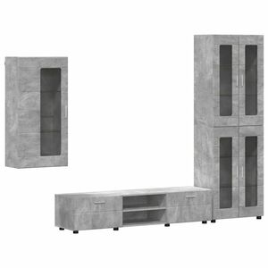 vidaXL Ensemble meuble TV FLORIN 3 pc Gris b&eacute;ton Bois d'ing&eacute;nierie